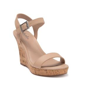 Charles by Charles David Nude Smooth Lindy Faux Leather Wedge Sandals Women’s 10